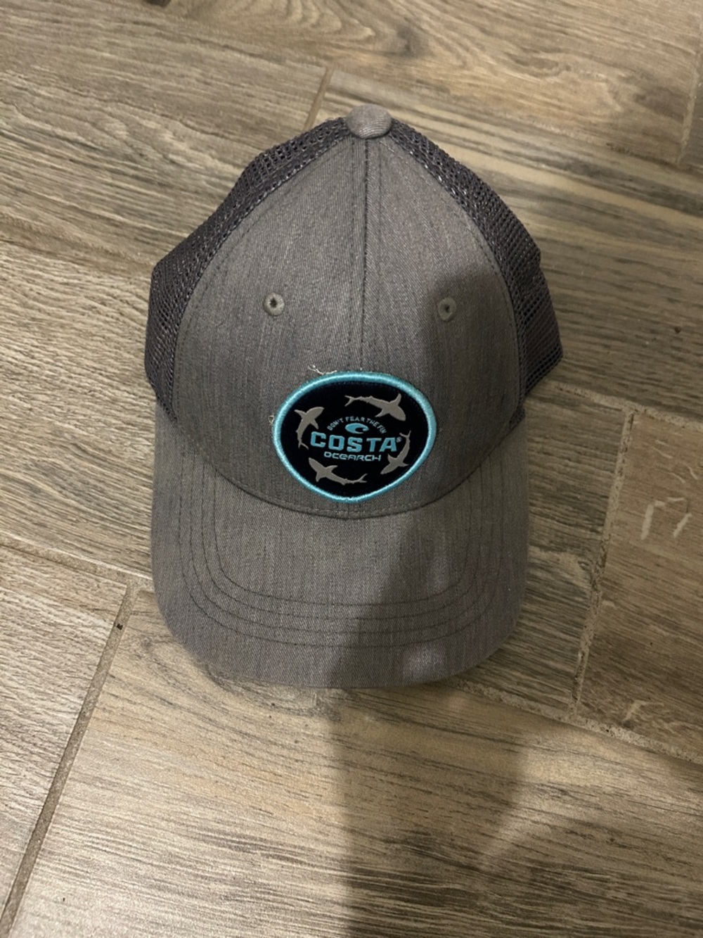 Costa Gray Trucker Hat with Teal Logo Patch